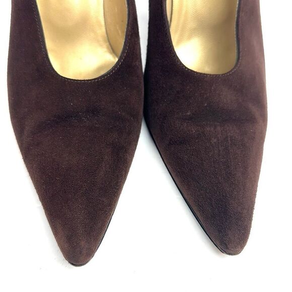 Yves Saint Laurent Brown Suede Pumps Pointed Toe US 9 1/2 - Picture 8 of 16